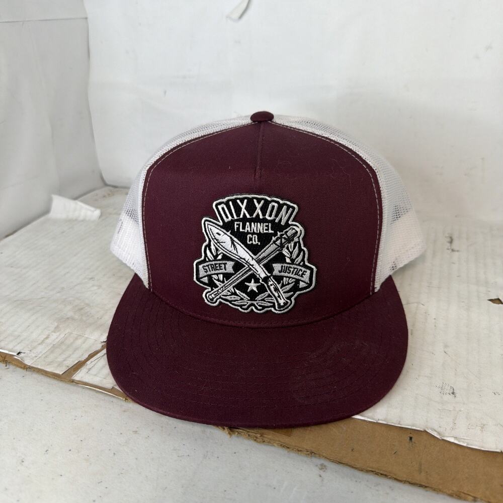 Dixxon Flannel Co Hat Snapback Stree Justice Burgundy & White As Pictured